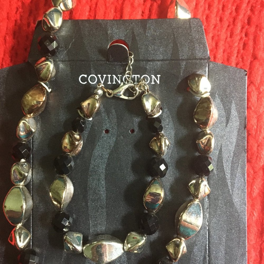 FASHION BLACK NECKLACE&BRACELET SET